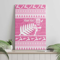 New Zealand Christmas Rugby Personalised Canvas Wall Art Meri Kirihimete All Black Maori Pink Version - Polynesian Pride