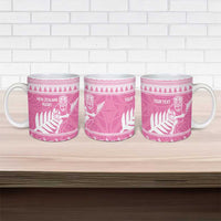 New Zealand Christmas Rugby Personalised Ceramic Mug Meri Kirihimete All Black Maori Pink Version - Polynesian Pride