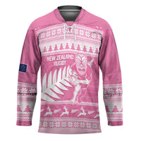 New Zealand Christmas Rugby Personalised Hockey Jersey Meri Kirihimete All Black Maori Pink Version - Polynesian Pride