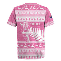 New Zealand Christmas Rugby Personalised Rugby Jersey Meri Kirihimete All Black Maori Pink Version - Polynesian Pride