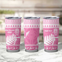 New Zealand Christmas Rugby Personalised Tumbler Cup Meri Kirihimete All Black Maori Pink Version - Polynesian Pride