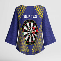 Personalised Niue Darts Kimono Sleeve Blouse Dart Board Hiapo Pattern - Polynesian Pride