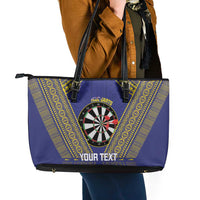 Personalised Niue Darts Leather Tote Bag Dart Board Hiapo Pattern LT14 - Polynesian Pride