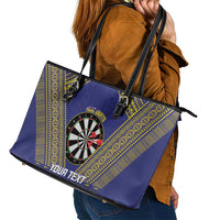Personalised Niue Darts Leather Tote Bag Dart Board Hiapo Pattern LT14 - Polynesian Pride