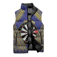 Personalised Niue Darts Sleeveless Puffer Jacket Dart Board Hiapo Pattern - Polynesian Pride