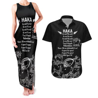 New Zealand Silver Fern Rugby Couples Matching Tank Maxi Dress and Hawaiian Shirt Haka Aotearoa Kiwi Dance LT14 Black - Polynesian Pride