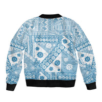 Blue Bula Fiji Bomber Jacket Unique Masi Tapa Pattern
