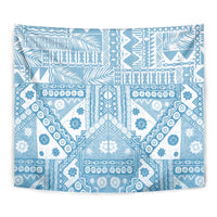 Blue Bula Fiji Tapestry Unique Masi Tapa Pattern