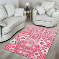 Pink Bula Fiji Area Rug Unique Masi Tapa Pattern