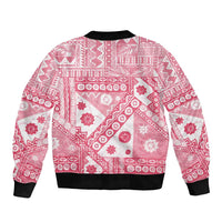 Pink Bula Fiji Bomber Jacket Unique Masi Tapa Pattern