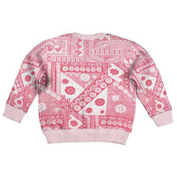 Pink Bula Fiji Kid Ugly Christmas Sweater Unique Masi Tapa Pattern