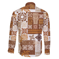 Hawaiian Quilt Family Matching Long Sleeve Bodycon Dress and Hawaiian Shirt Tiki Tropical Retro Brown Version LT14 - Polynesian Pride