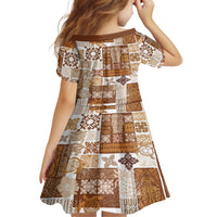Hawaiian Quilt Family Matching Tank Maxi Dress and Hawaiian Shirt Tiki Tropical Retro Brown Version LT14 - Polynesian Pride
