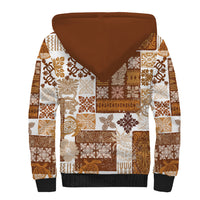 Hawaiian Quilt Sherpa Hoodie Tiki Tropical Retro Brown Version LT14 - Polynesian Pride