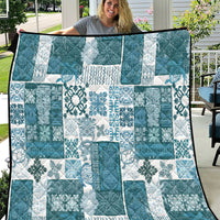 Hawaiian Quilt Quilt Tiki Tropical Retro Dark Cyan Version LT14 Dark Cyan - Polynesian Pride