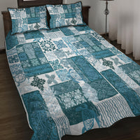 Hawaiian Quilt Quilt Bed Set Tiki Tropical Retro Dark Cyan Version LT14 - Polynesian Pride