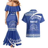 Personalised Tonga Tupou College Toloa Couples Matching Mermaid Dress and Hawaiian Shirt 160 Years Anniversary Tongan Ngatu Pattern