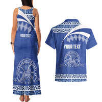 Personalised Tonga Tupou College Toloa Couples Matching Tank Maxi Dress and Hawaiian Shirt 160 Years Anniversary Tongan Ngatu Pattern