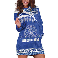 Personalised Tonga Tupou College Toloa Hoodie Dress 160 Years Anniversary Tongan Ngatu Pattern LT14 Blue - Polynesian Pride