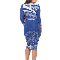 Personalised Tonga Tupou College Toloa Long Sleeve Bodycon Dress 160 Years Anniversary Tongan Ngatu Pattern LT14 - Polynesian Pride