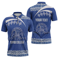 Personalised Tonga Tupou College Toloa Zipper Polo Shirt 160 Years Anniversary Tongan Ngatu Pattern LT14 - Polynesian Pride