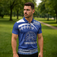 Personalised Tonga Tupou College Toloa Zipper Polo Shirt 160 Years Anniversary Tongan Ngatu Pattern LT14 - Polynesian Pride