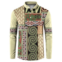 Beige Aotearoa Kowhaiwhai Pattern Button Sweatshirt NZ Maori Quilt Style LT14 Beige - Polynesian Pride