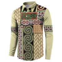 Beige Aotearoa Kowhaiwhai Pattern Button Sweatshirt NZ Maori Quilt Style LT14 - Polynesian Pride