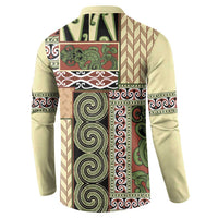 Beige Aotearoa Kowhaiwhai Pattern Button Sweatshirt NZ Maori Quilt Style LT14 - Polynesian Pride