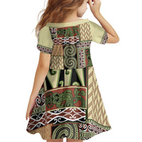 Beige Aotearoa Kowhaiwhai Pattern Family Matching Puletasi and Hawaiian Shirt NZ Maori Quilt Style LT14 - Polynesian Pride