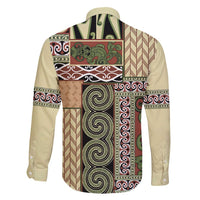 Beige Aotearoa Kowhaiwhai Pattern Family Matching Puletasi and Hawaiian Shirt NZ Maori Quilt Style LT14 - Polynesian Pride