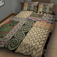 Beige Aotearoa Kowhaiwhai Pattern Quilt Bed Set NZ Maori Quilt Style