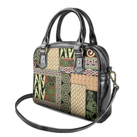 Beige Aotearoa Kowhaiwhai Pattern Shoulder Handbag NZ Maori Quilt Style