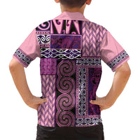 Pink Aotearoa Kowhaiwhai Pattern Family Matching Puletasi and Hawaiian Shirt NZ Maori Quilt Style LT14 - Polynesian Pride