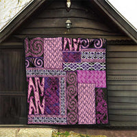 Pink Aotearoa Kowhaiwhai Pattern Quilt NZ Maori Quilt Style