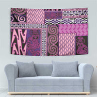 Pink Aotearoa Kowhaiwhai Pattern Tapestry NZ Maori Quilt Style