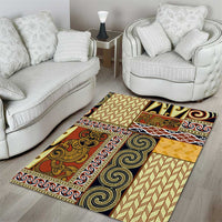 Yellow Aotearoa Kowhaiwhai Pattern Area Rug NZ Maori Quilt Style