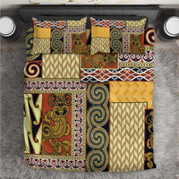 Yellow Aotearoa Kowhaiwhai Pattern Bedding Set NZ Maori Quilt Style