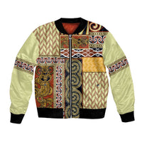 Yellow Aotearoa Kowhaiwhai Pattern Bomber Jacket NZ Maori Quilt Style LT14 Unisex Yellow - Polynesian Pride