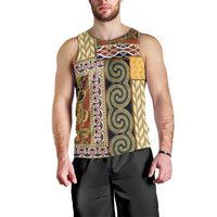 Yellow Aotearoa Kowhaiwhai Pattern Men Tank Top NZ Maori Quilt Style LT14 - Polynesian Pride