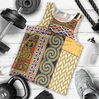 Yellow Aotearoa Kowhaiwhai Pattern Men Tank Top NZ Maori Quilt Style LT14 - Polynesian Pride