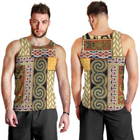 Yellow Aotearoa Kowhaiwhai Pattern Men Tank Top NZ Maori Quilt Style LT14 - Polynesian Pride