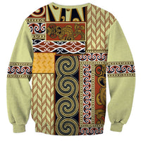 Yellow Aotearoa Kowhaiwhai Pattern Sweatshirt NZ Maori Quilt Style LT14 - Polynesian Pride