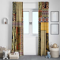 Yellow Aotearoa Kowhaiwhai Pattern Window Curtain NZ Maori Quilt Style LT14 - Polynesian Pride