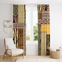Yellow Aotearoa Kowhaiwhai Pattern Window Curtain NZ Maori Quilt Style LT14 - Polynesian Pride