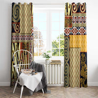 Yellow Aotearoa Kowhaiwhai Pattern Window Curtain NZ Maori Quilt Style LT14 - Polynesian Pride