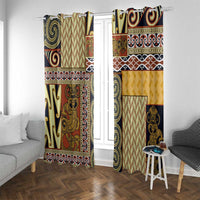Yellow Aotearoa Kowhaiwhai Pattern Window Curtain NZ Maori Quilt Style LT14 With Grommets Yellow - Polynesian Pride