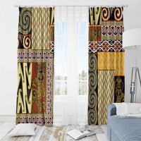 Yellow Aotearoa Kowhaiwhai Pattern Window Curtain NZ Maori Quilt Style LT14 - Polynesian Pride