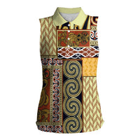 Yellow Aotearoa Kowhaiwhai Pattern Women Sleeveless Polo Shirt NZ Maori Quilt Style LT14 Female Yellow - Polynesian Pride