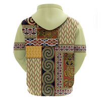 Yellow Aotearoa Kowhaiwhai Pattern Zip Hoodie NZ Maori Quilt Style LT14 - Polynesian Pride